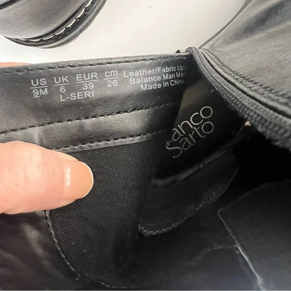 Franco Sarto Black Leather Lug‎ Sole Boots